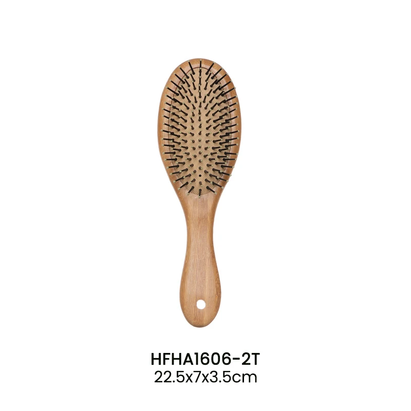 나일론 마사지 핀이 달린 대나무 패들 헤어 브러시 세트