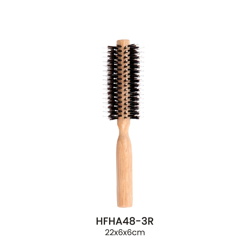 나일론을 가진 나선형/똑바른 고무 목제 둥근 빗은 멧돼지 강모를 섞었습니다